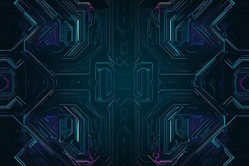 Abstract close-up of a glowing blue digital circuit board, showcasing intricate connections and technological design on a black background.
