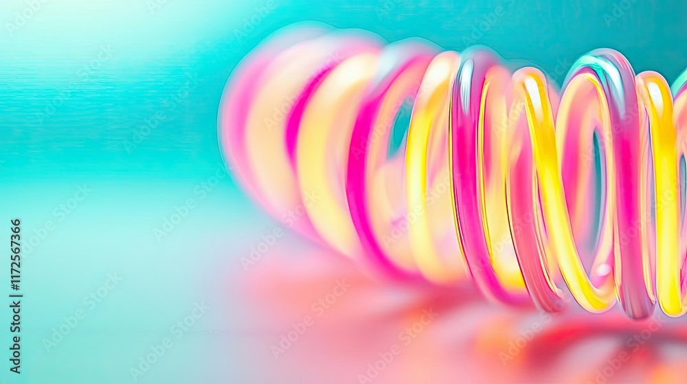 Poster neon abstract background idea. colorful spring toy on a vibrant background, perfect for playful and 