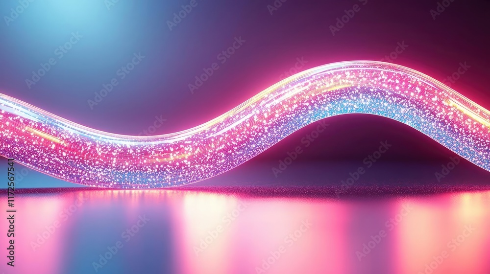 Poster neon abstract background idea. vibrant glowing wave of sparkling light, perfect for modern digital b
