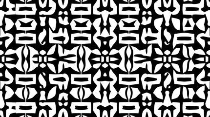 Abstract Black and White Geometric Pattern: A seamless, bold, and modern pattern featuring intricate geometric shapes, perfect for digital and print design. The high-contrast.