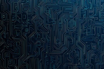 Abstract close-up of a glowing blue digital circuit board, showcasing intricate connections and technological design on a black background.
