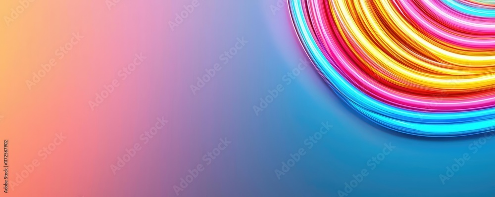 Poster Neon abstract background idea. Vibrant abstract design featuring colorful swirling lines on a gradient background.