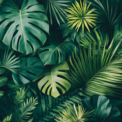 Fototapeta premium Lush Tropical Leaf Background Illustration