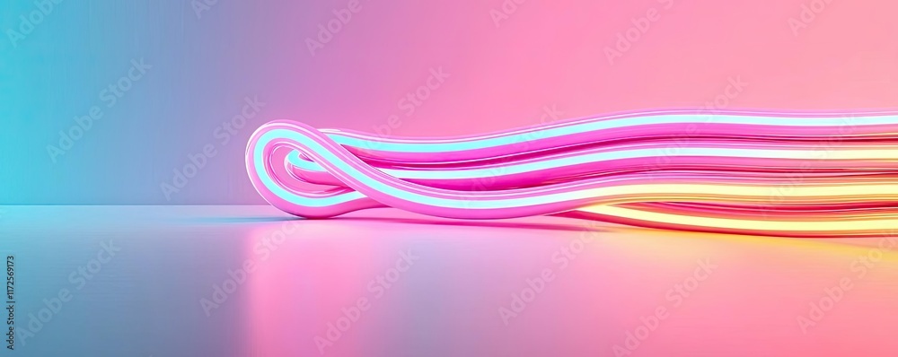Poster Neon abstract background idea. Vibrant neon light patterns create a stunning visual effect on a smooth surface.