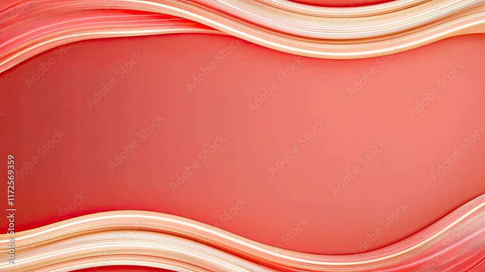 Poster Neon abstract background idea. Abstract background with smooth waves in shades of red and cream.