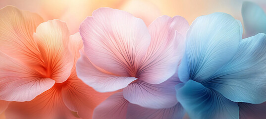 Close-up of delicate pastel flower petals creating a soothing visual, suitable for wellness promotions, spring-themed events, or serene backgrounds.