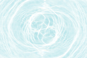 Blue water with ripples on the surface. Defocus blurred transparent blue colored clear calm water surface texture with splashes and bubbles. Water waves with shining pattern texture background.