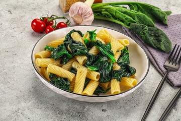 Italian cuisine - tortiglioni with spinach