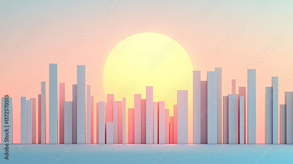 Poster pastel abstract background idea. a vibrant sunset over a modern skyline, showcasing abstract urban a
