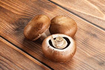Raw brown champignon for cooking
