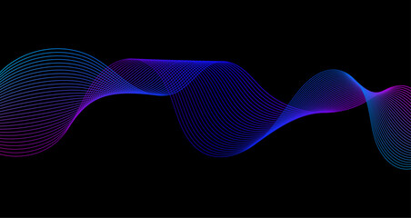 flowing wave lines abstract background. black background. backgrounds