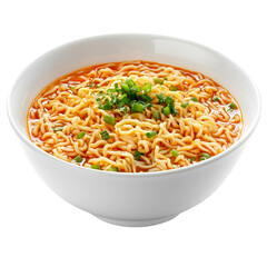 Spicy Ramen Noodles: A bowl of delicious spicy ramen noodles, garnished with fresh green onions. The rich broth and perfectly cooked noodles are visually appealing and ready to be enjoyed.