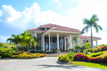 Tropical Mansion House Illustration