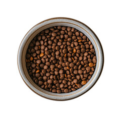 Fototapeta premium Close-Up of Dry Pet Food Kibble in Round Ceramic Bowl