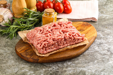 Raw uncooked red minced meat