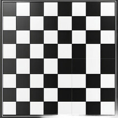 Chessboard Graphic: A modern perspective of a chessboard design, the alternating black and white squares suggesting a strategic game of logic, challenge, and intricate tactics. 