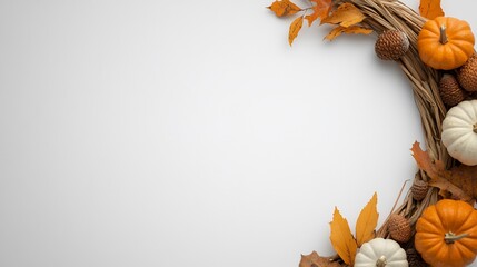 Autumn-themed arrangement with pumpkins and leaves for seasonal decor.