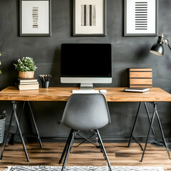 Modern Home Office Desk Setup Illustration