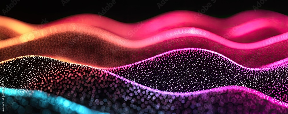 Poster Glitter abstract background concept. Abstract waves with vibrant colors and textures create a mesmerizing visual impact.