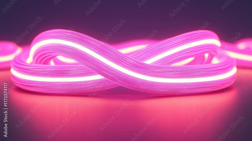 Poster Neon abstract background idea. Abstract pink neon light design with fluid shapes and a modern aesthetic.