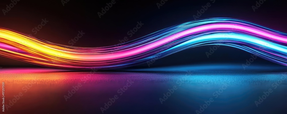Poster Neon abstract background idea. Dynamic light waves in vibrant colors creating a mesmerizing abstract backdrop.