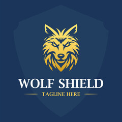 Obraz premium Aggressive Wolf Head Silhouette in Golden