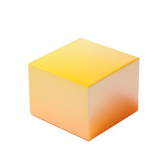 Fototapeta premium Gradient Yellow to Orange Cube Isolated on White Background