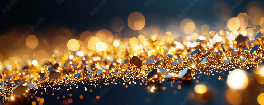 Poster Glitter abstract background concept. A shimmering texture of golden particles creating a luxurious and vibrant background.