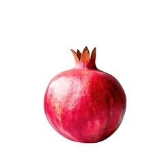 Fresh and Juicy Pomegranate with Bright Red Skin on White Background