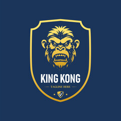 Golden King Kong head logo template design vector