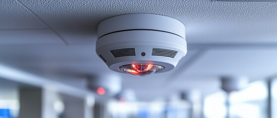 Smoke detector with red light indicating installation status