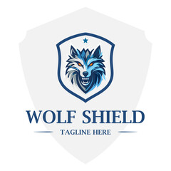 Wolf Shield Club Logo Vector Template
