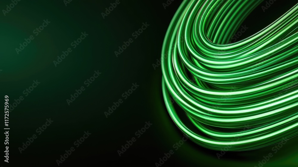 Aufkleber neon abstract background idea. abstract green light trails on a dark background for modern design pr