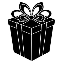 gift box silhouette vector illustration present with ribbon design