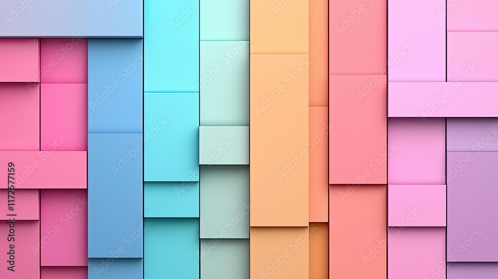 Poster Pastel abstract background idea. Vibrant geometric shapes in pastel colors creating a modern abstract background.