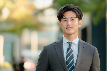 スーツ姿の若い日本人ビジネスマン