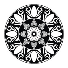 

A line lotus flower mandala features intricate, symmetrical patterns radiating from a central lotus. Its delicate, geometric lines evoke balance, spirituality, and harmony.