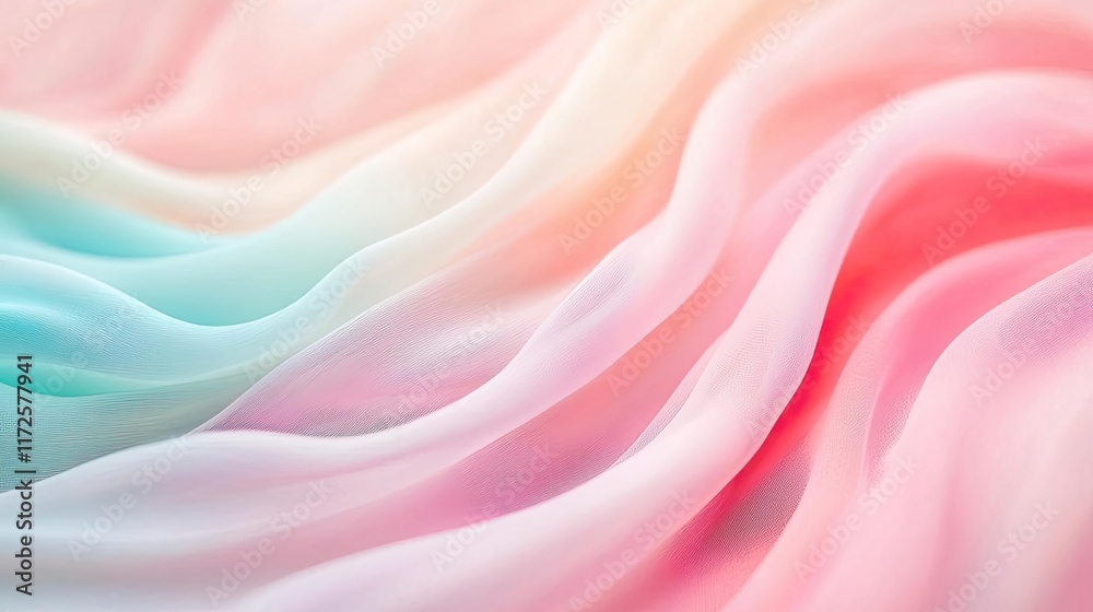 Poster Pastel abstract background idea. Soft pastel fabric waves creating a serene and dreamy ambiance for creative projects.