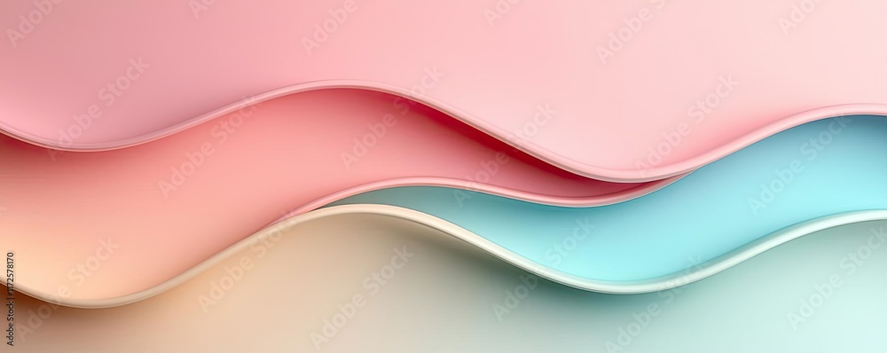 Poster Pastel abstract background idea. Elegant abstract waves with soft pastel colors creating a soothing visual effect.