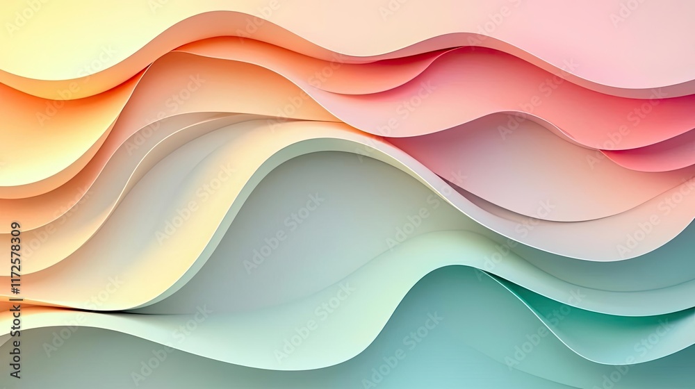 Poster Pastel abstract background idea. Abstract wave patterns in soft pastel colors create a serene and inviting backdrop.