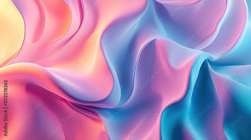 Poster pastel abstract background idea. a vibrant, flowing abstract fabric design with soft pastel colors a