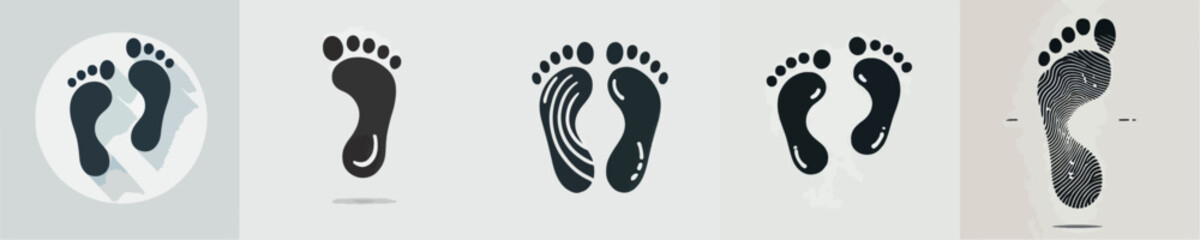 vector set of silhouettes of soles of feet