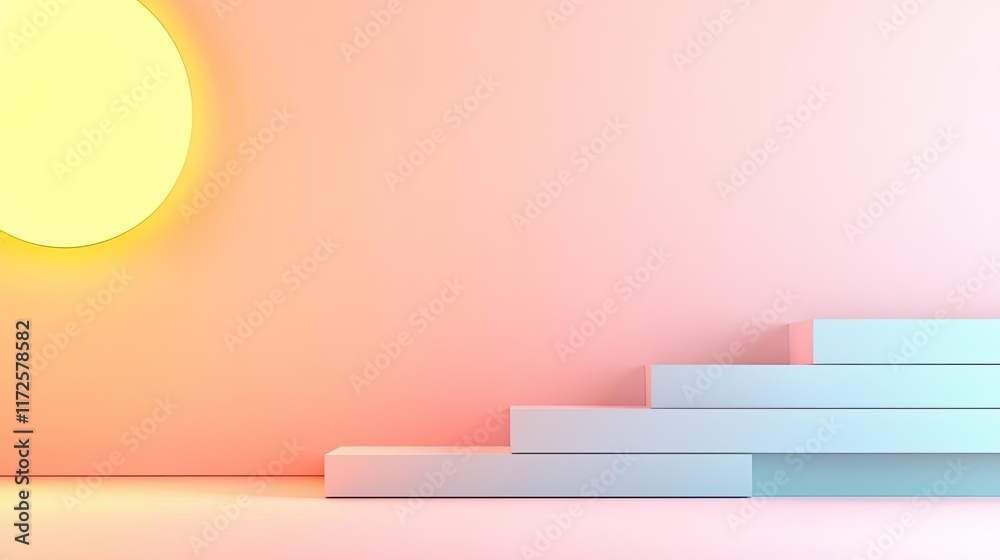 Aufkleber pastel abstract background idea. a minimalist scene featuring soft pastel colors and geometric shape