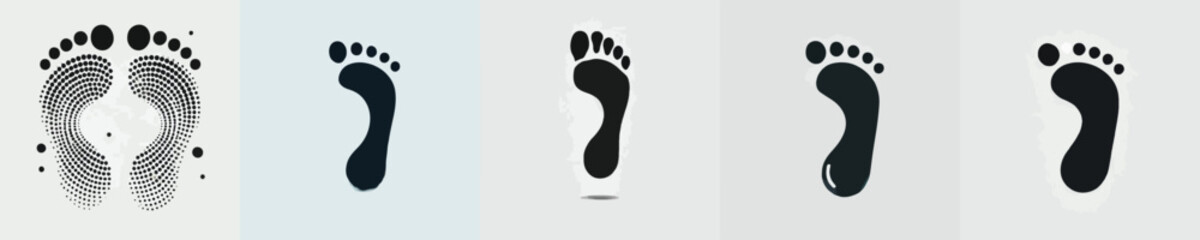 vector set of silhouettes of soles of feet