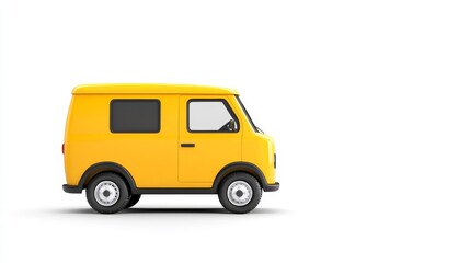 Bright Yellow Delivery Van on White Background Showcasing Modern Design and Compact Size Ideal for Urban Environments and Small Businesses