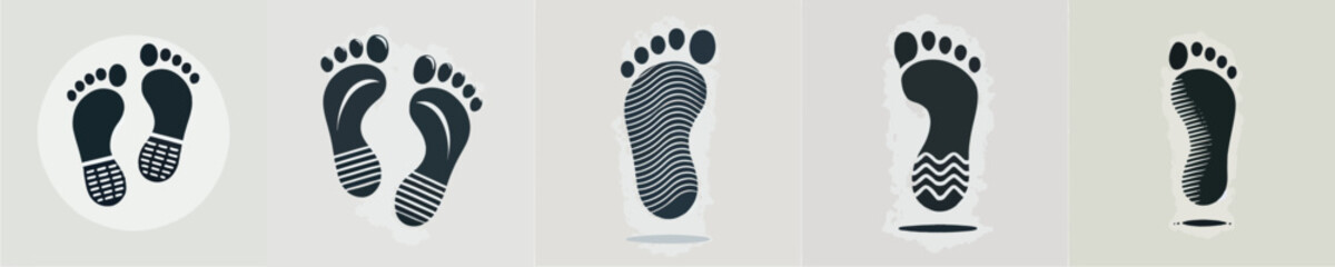 vector set of silhouettes of soles of feet