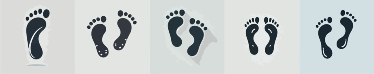 vector set of silhouettes of soles of feet