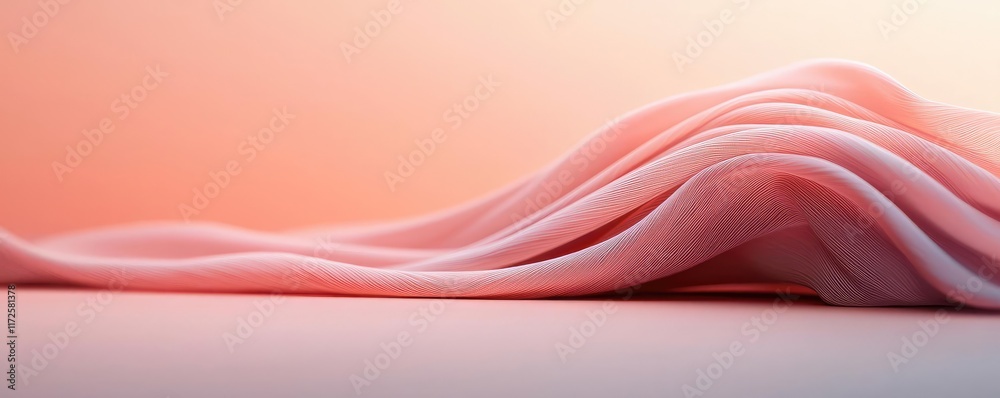 Poster Pastel abstract background idea. Soft pink fabric waves creating a serene and calming abstract composition.