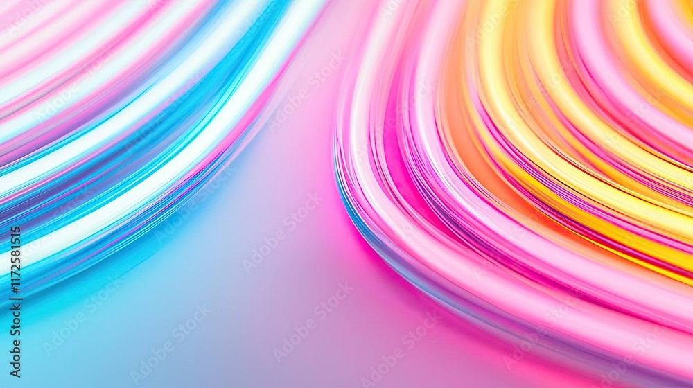 Poster Neon abstract background idea. Vibrant curved lines in neon colors create a dynamic and modern background.