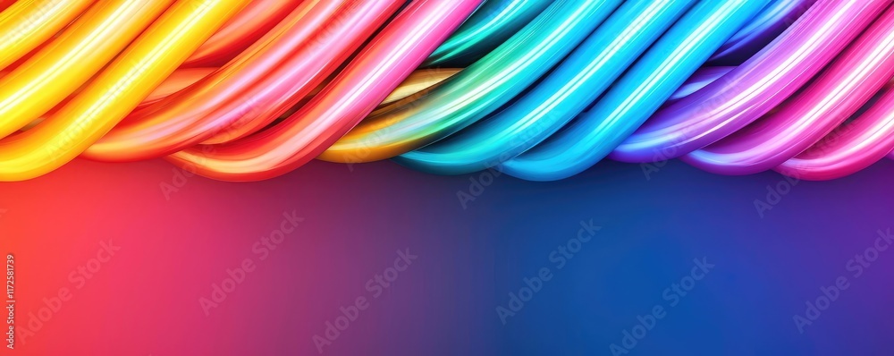 Aufkleber Neon abstract background idea. Vibrant multicolored abstract wavy lines creating a dynamic visual background.